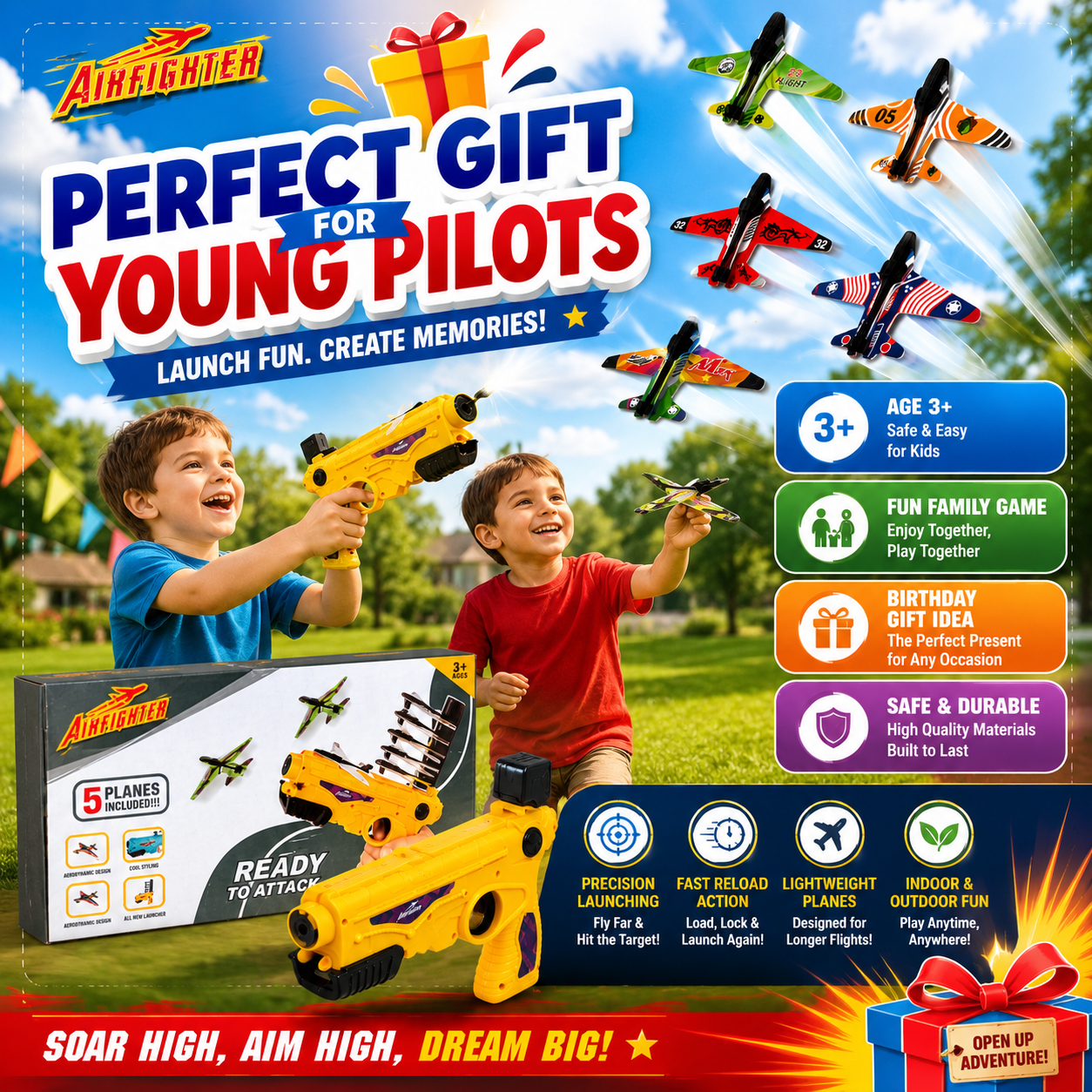 Airplane Gun Launcher with 5 planes