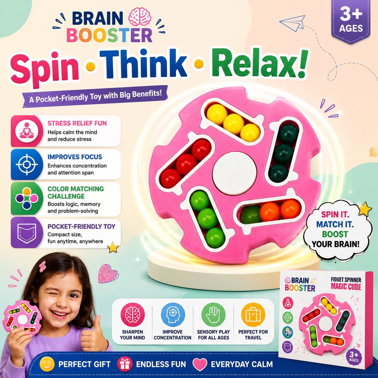 Fidget Spinner & Color Matching Puzzle Toy