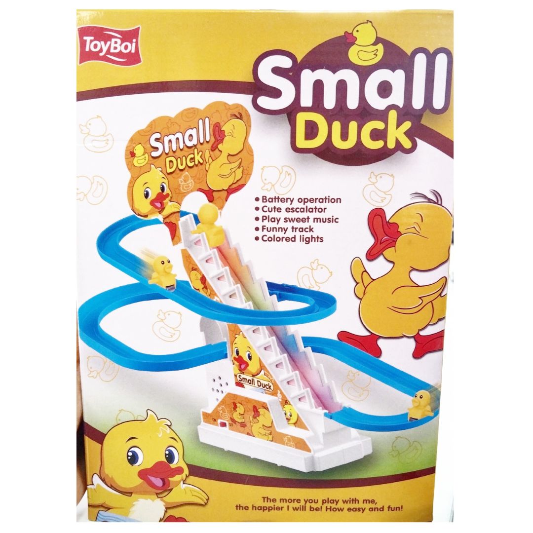 Small Duck Escalator Track Toy, Battery Operated, with Music and Colored Lights, Funny Slide Playset for Kids