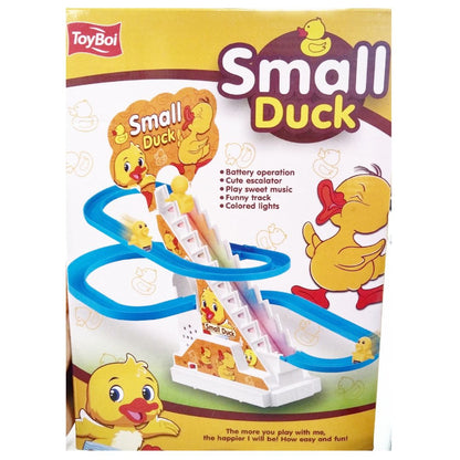 Small Duck Escalator Track Toy, Battery Operated, with Music and Colored Lights, Funny Slide Playset for Kids