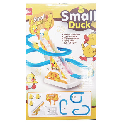 Small Duck Escalator Track Toy, Battery Operated, with Music and Colored Lights, Funny Slide Playset for Kids