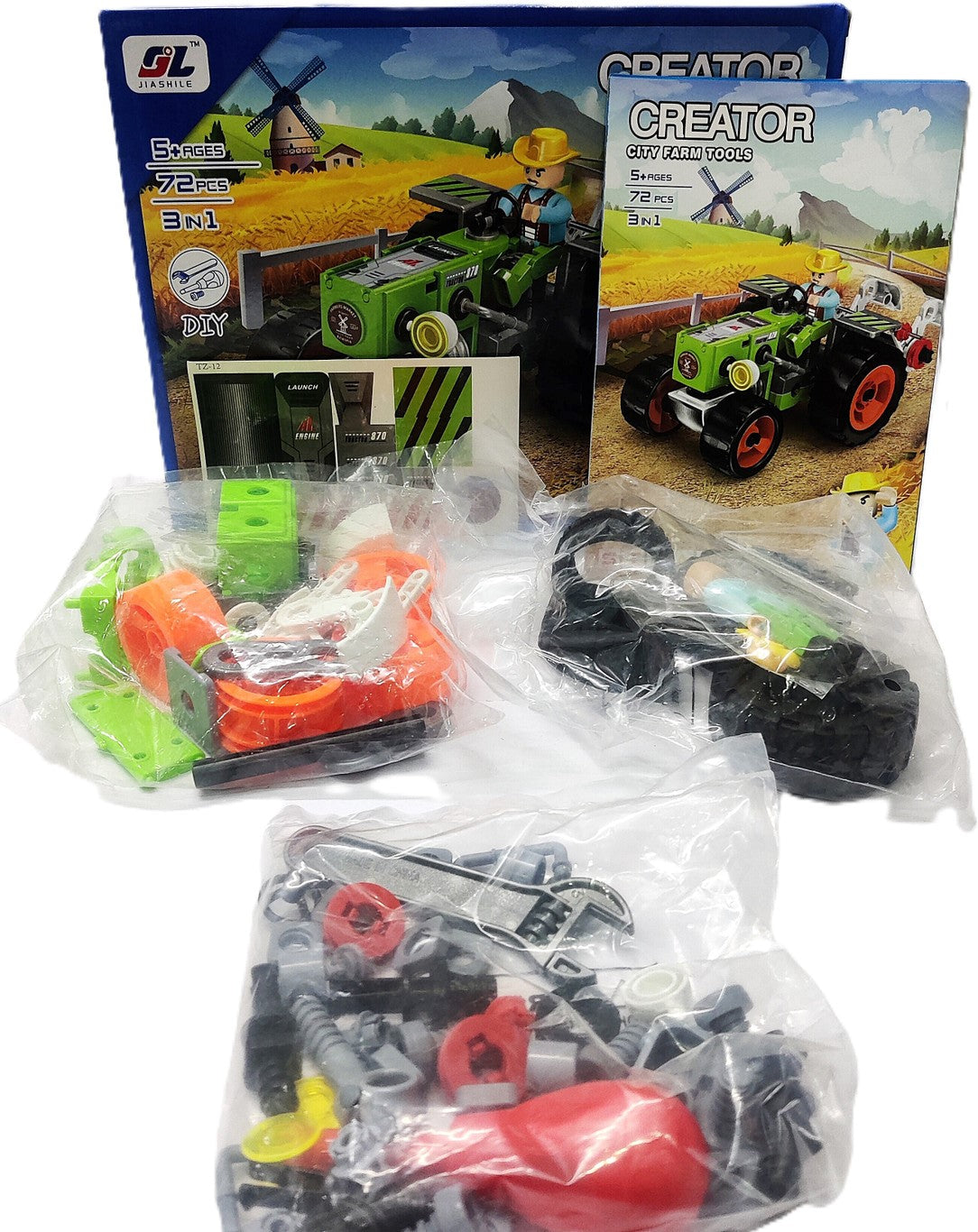 Creator City Farm Tools – 3 in 1 DIY Tractor Building Kit