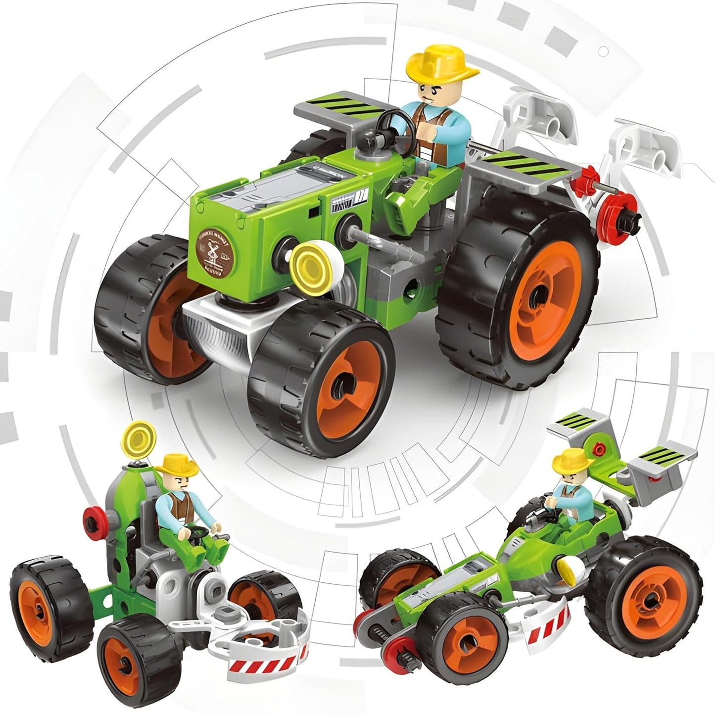 Creator City Farm Tools – 3 in 1 DIY Tractor Building Kit