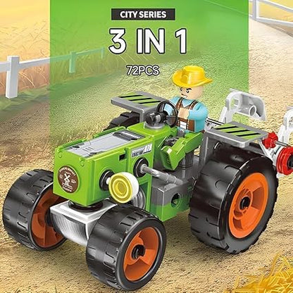 Creator City Farm Tools – 3 in 1 DIY Tractor Building Kit