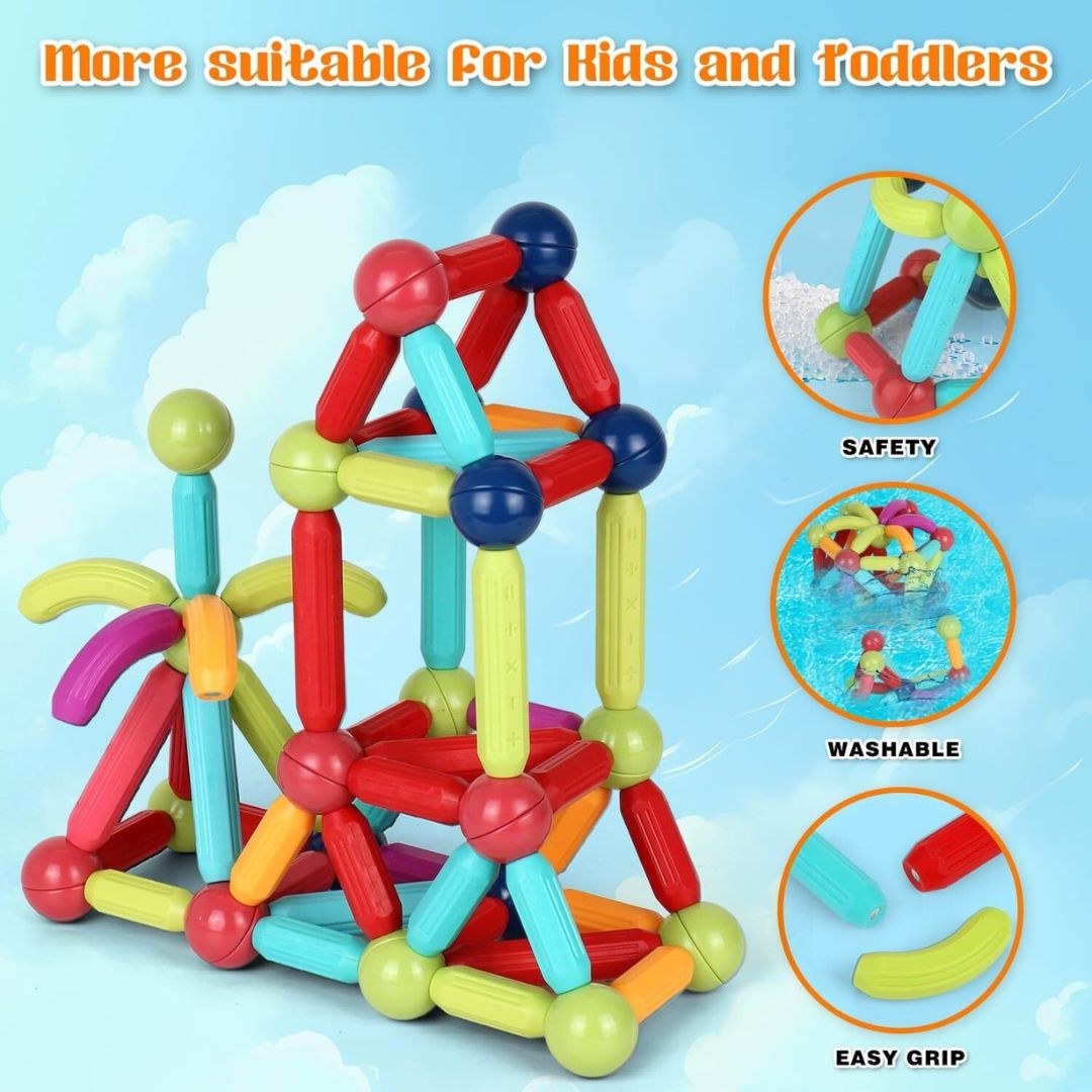 Magnetic Bar Blocks for Kids (25 Pcs Set)