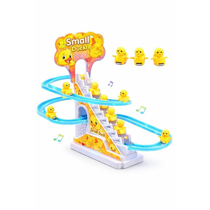 Small Duck Escalator Track Toy, Battery Operated, with Music and Colored Lights, Funny Slide Playset for Kids