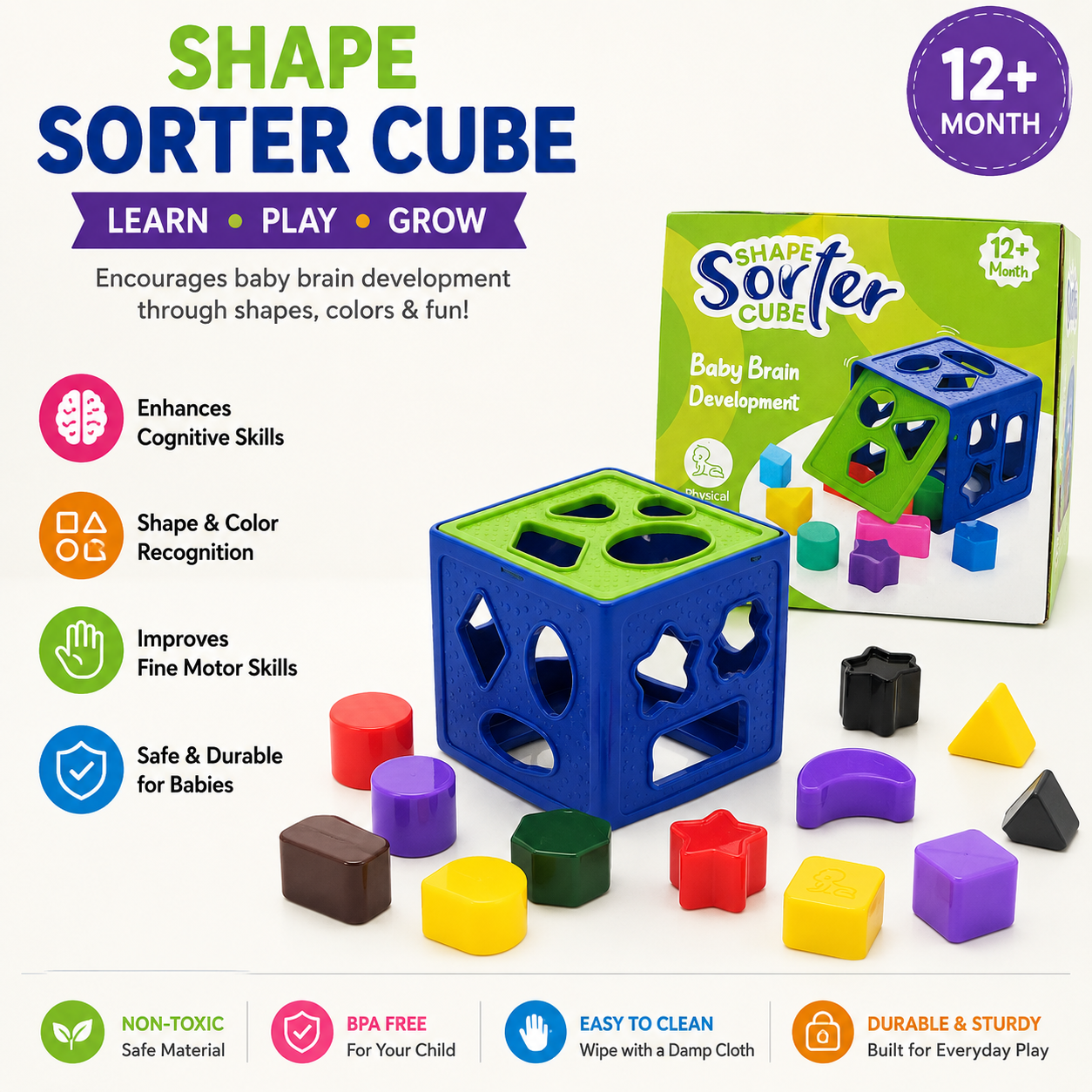 Shape Sorter Cube with Colorful Blocks