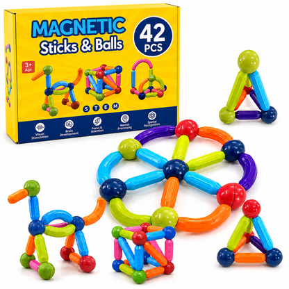 Magnetic Bar Blocks for Kids (42 Pcs Set)