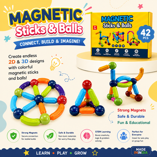 Magnetic Bar Blocks for Kids (42 Pcs Set)