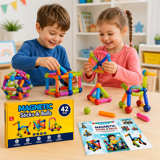 Magnetic Bar Blocks for Kids (42 Pcs Set)