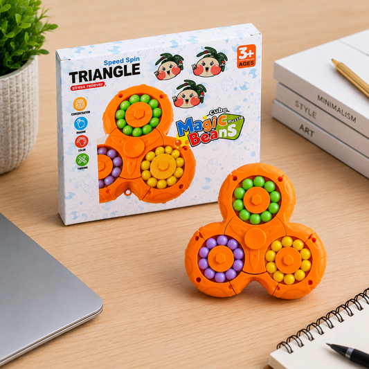 Triangle Magic Beans Spinner Puzzle – 3D Color Matching Fidget Toy for Kids