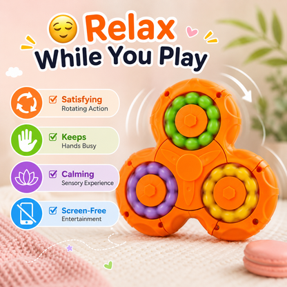 Triangle Magic Beans Spinner Puzzle – 3D Color Matching Fidget Toy for Kids