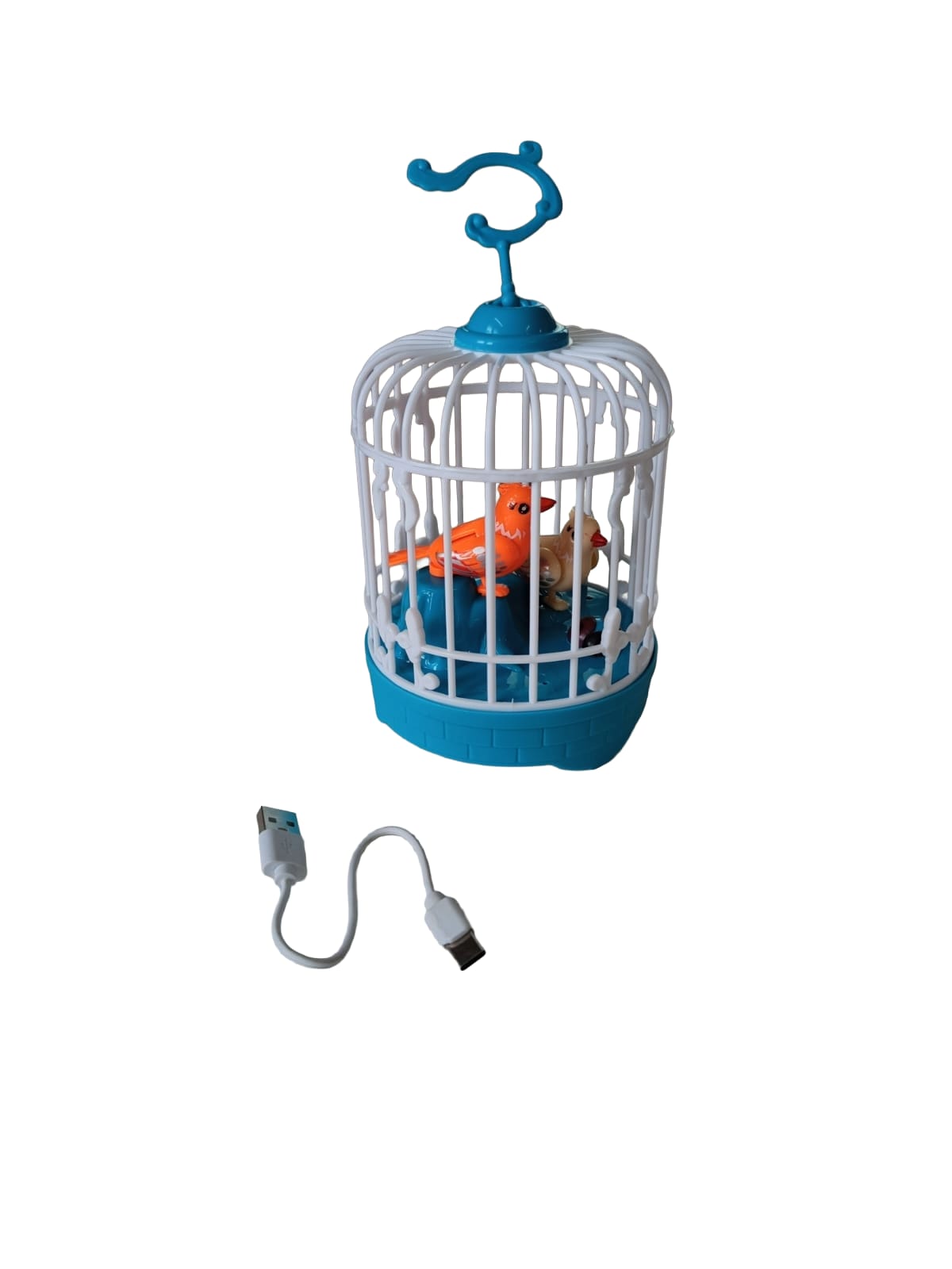 Talking Bird Toy with Voice Control - Rechargeable USB C Pin Cable - Blue