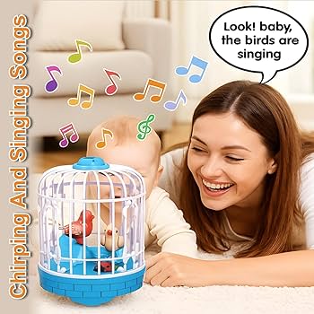Talking Bird Toy with Voice Control - Rechargeable USB C Pin Cable - Blue