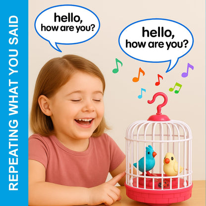 Talking Bird Toy with Voice Control - Rechargeable USB C Pin Cable  - Pink