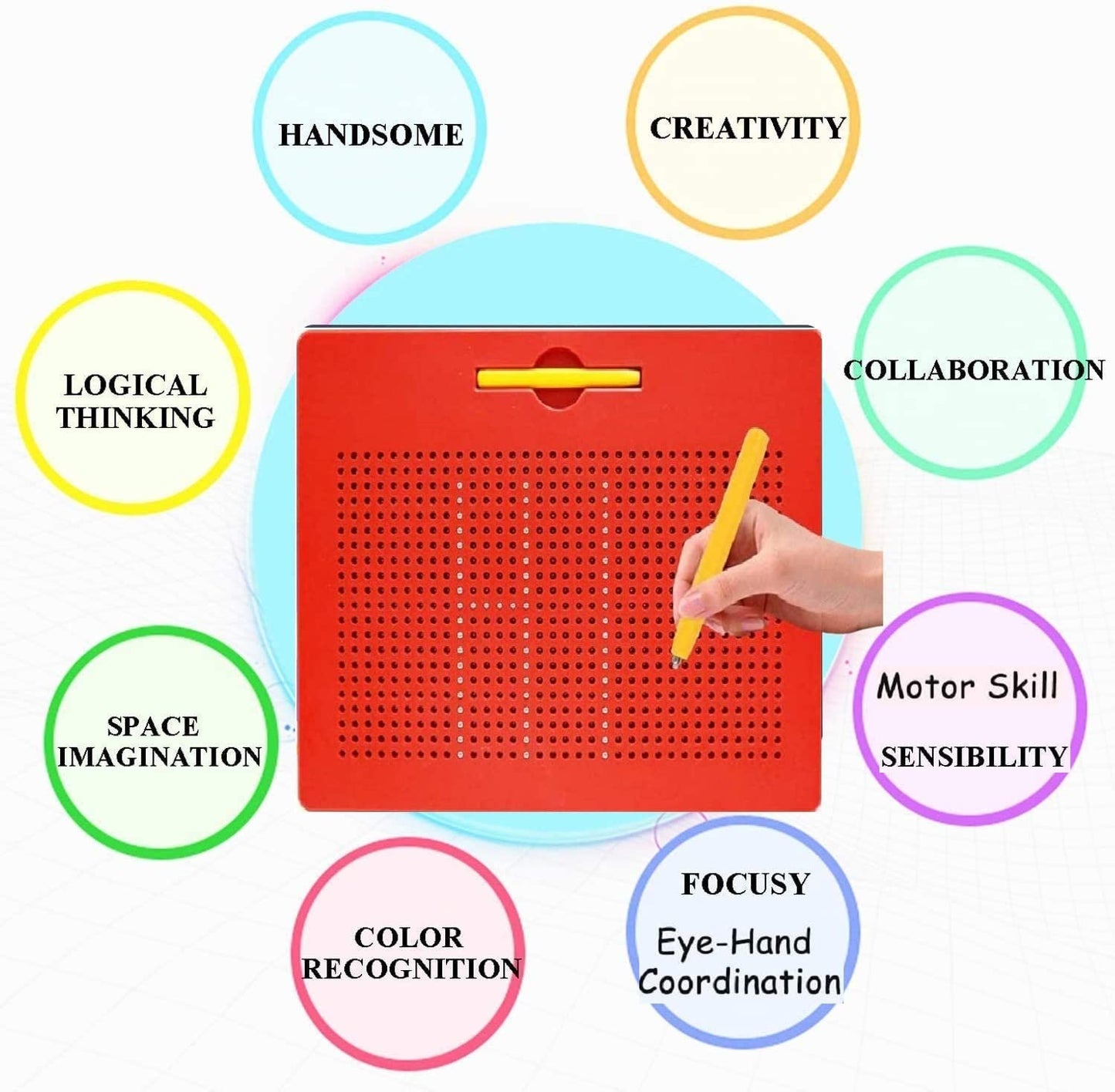 Magnetic Pad with Pen - Creative & Learning Toy for Kids - Red