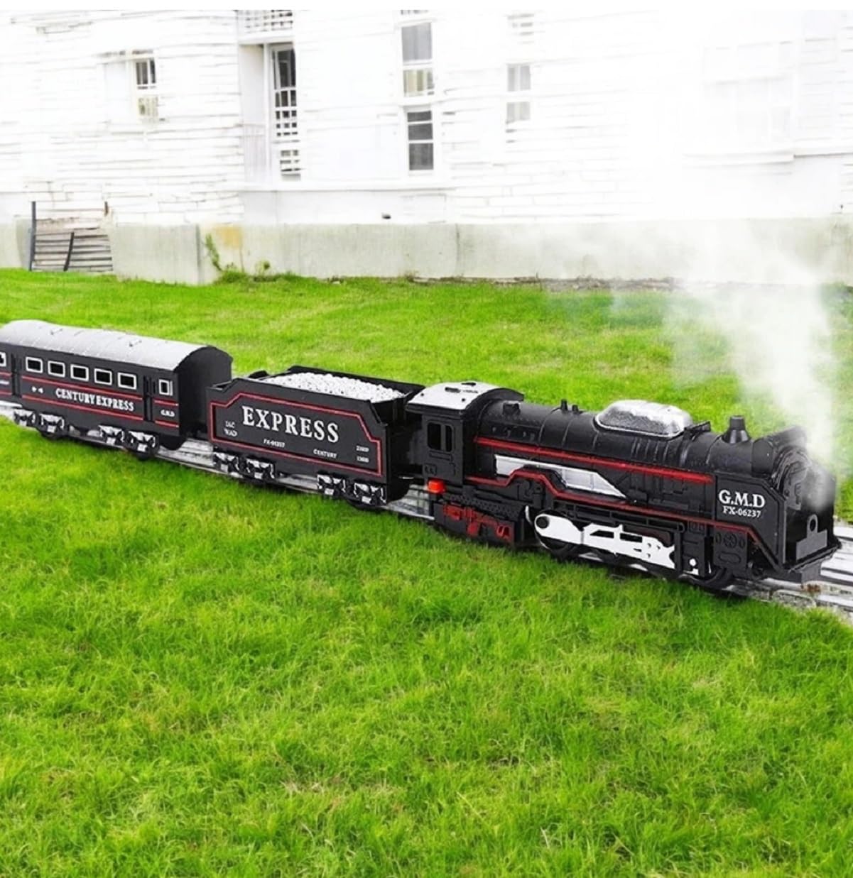 Smoke Train Toy with Rechargeable USB C pin Cable, Light & Sound Toy Train Set (16 Pieces)