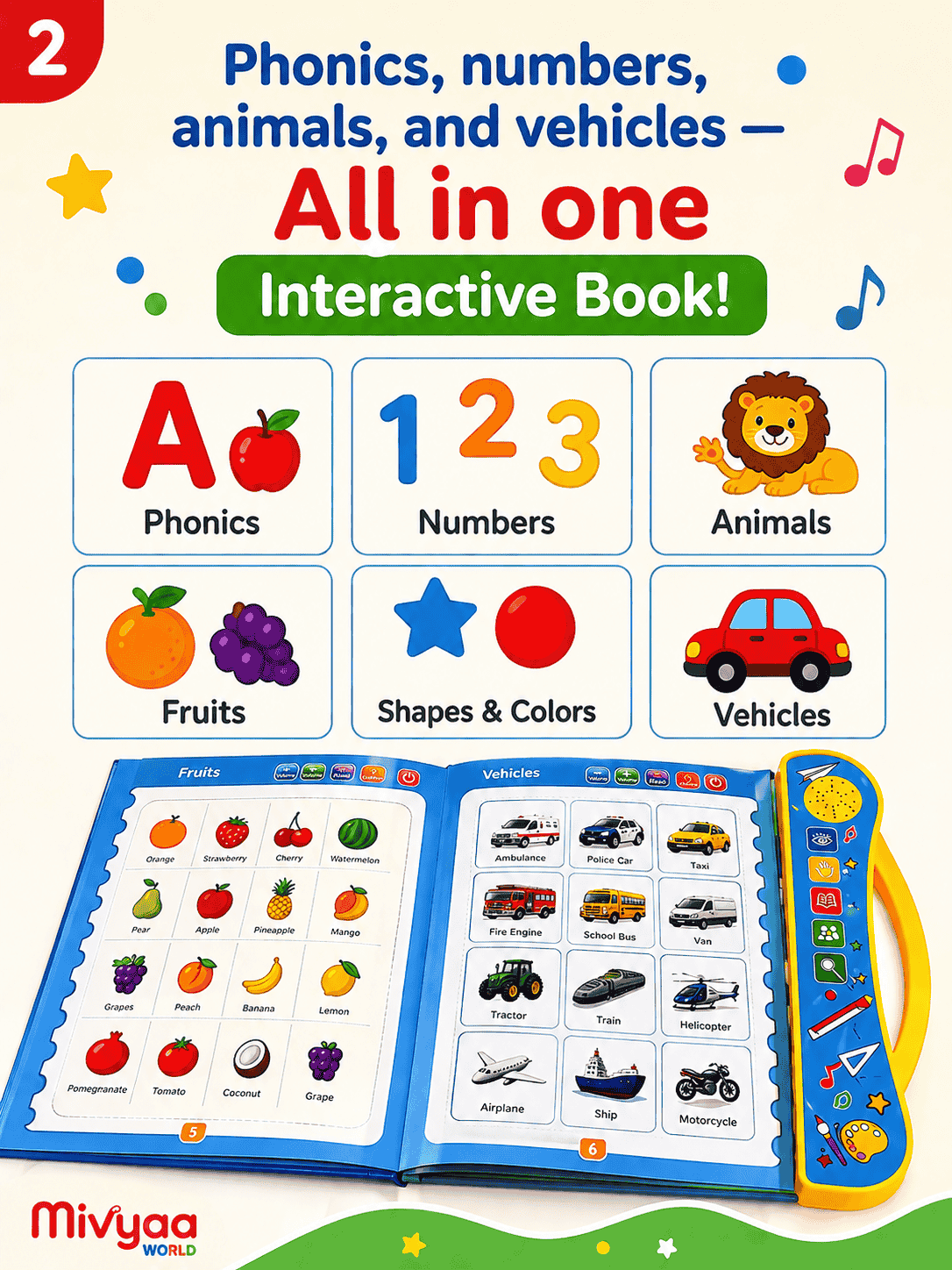 Interactive Intellectual Learning Study Book for Kids | Phonetic Sound & Writing Practice Toy