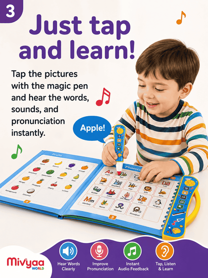 Interactive Intellectual Learning Study Book for Kids | Phonetic Sound & Writing Practice Toy