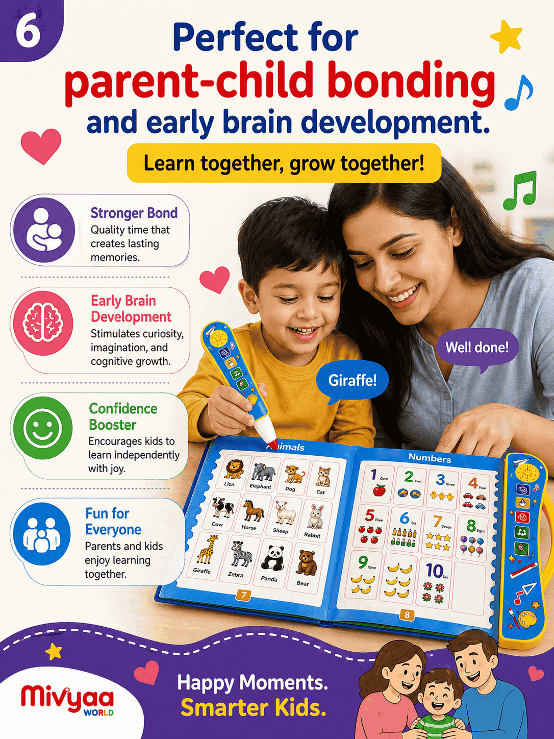 Interactive Intellectual Learning Study Book for Kids | Phonetic Sound & Writing Practice Toy