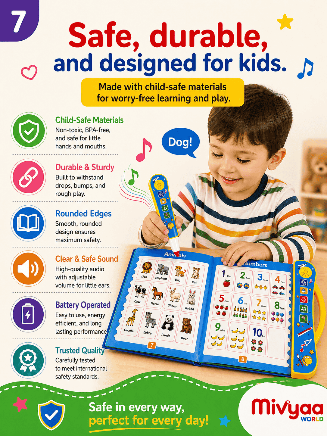 Interactive Intellectual Learning Study Book for Kids | Phonetic Sound & Writing Practice Toy