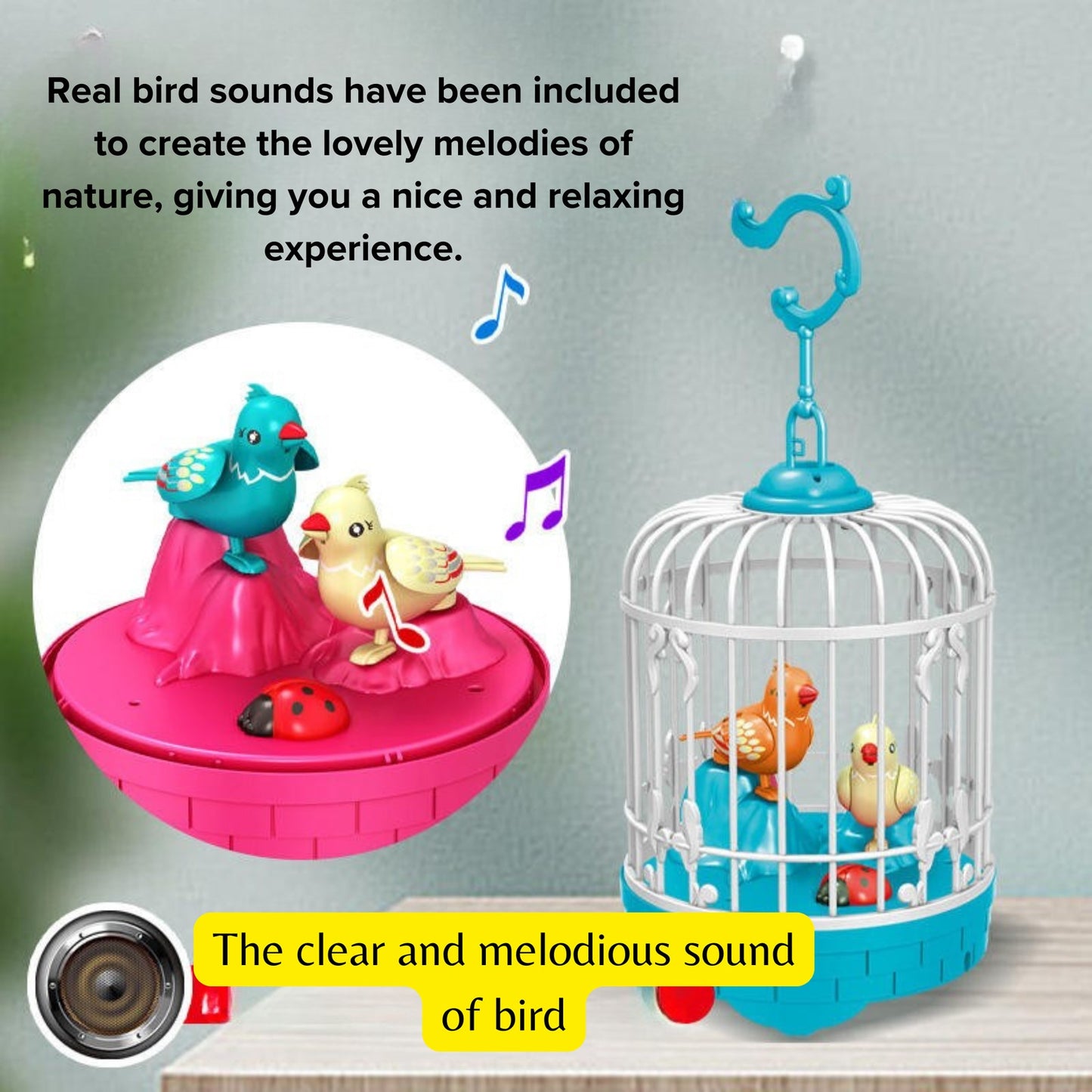 Talking Bird Toy with Voice Control - Rechargeable USB C Pin Cable - Blue